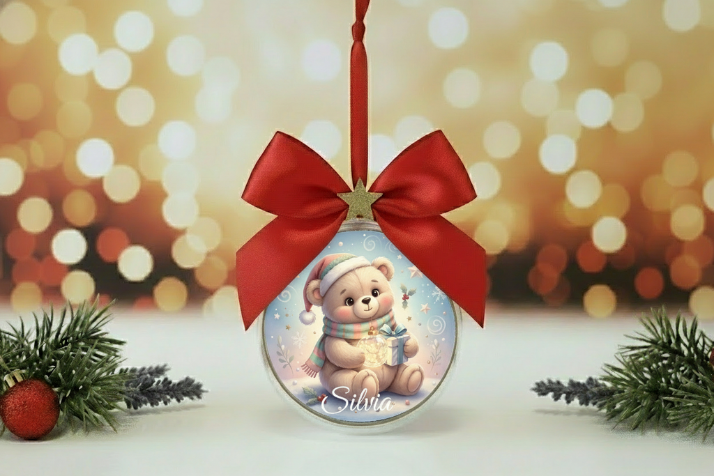 Pallina orsetto Silvia con fiocco rosso