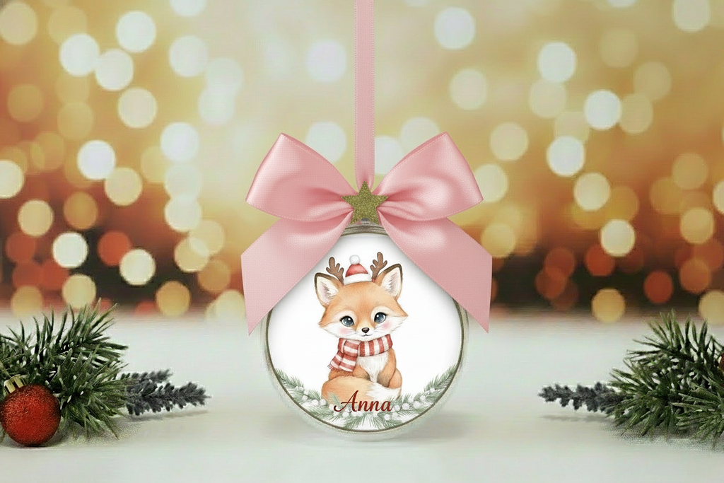 Pallina volpe Anna con fiocco rosa